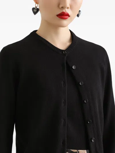 Dolce & Gabbana Cashmere Cropped Cardigan Embroidered In Black