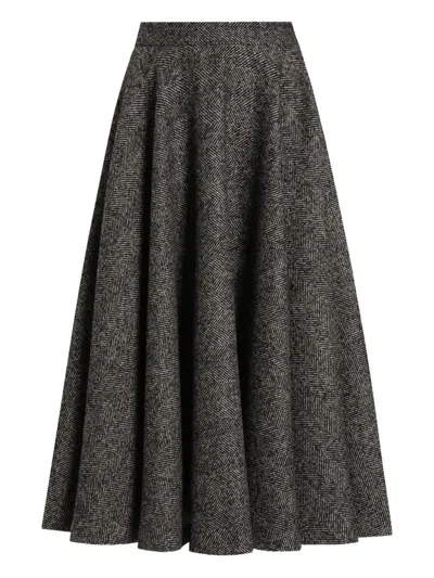 Dolce & Gabbana Midi Circle Skirt In A Dotted Wool Blend Dolce E Gabbana In Gray