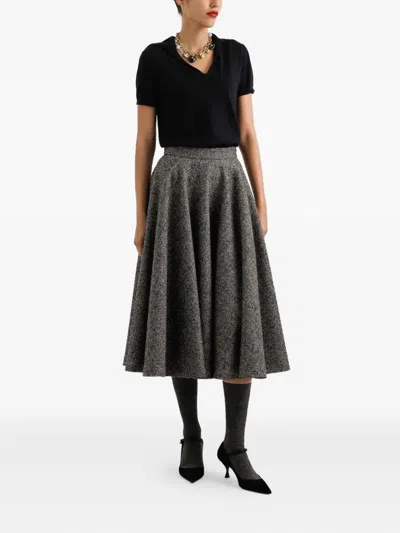 Dolce & Gabbana Midi Circle Skirt In A Dotted Wool Blend Dolce E Gabbana In Gray