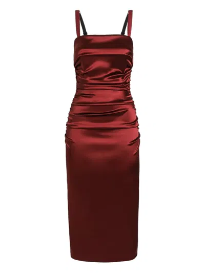 Dolce & Gabbana Satin Midi Dress Dolce E Gabbana In Burgundy