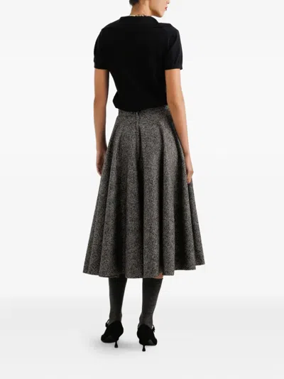 Dolce & Gabbana Midi Circle Skirt In A Dotted Wool Blend Dolce E Gabbana In Gray