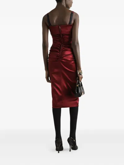 Dolce & Gabbana Satin Midi Dress Dolce E Gabbana In Burgundy