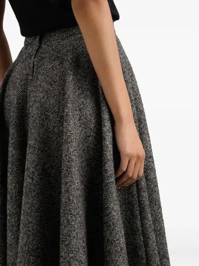 Dolce & Gabbana Midi Circle Skirt In A Dotted Wool Blend Dolce E Gabbana In Gray