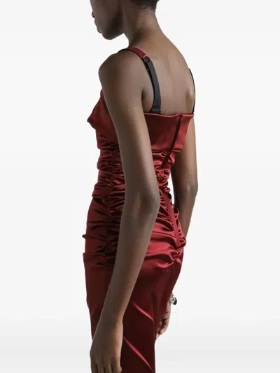 Dolce & Gabbana Satin Midi Dress Dolce E Gabbana In Burgundy