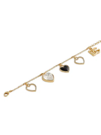Dolce & Gabbana Women Italian Tailored Bracelet With Heart-shaped Charms In Gold