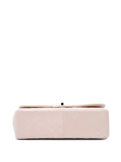 Pre-owned Chanel 2011 Jumbo Classic Lambskin Double Flap Shoulder Bag In White