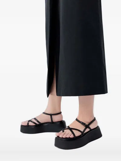 Vagabond Crossover Platform Sandals In Black