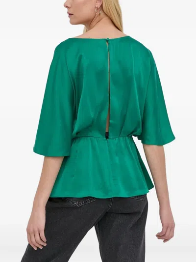 Notes Du Nord V-neck Gathered Blouse In Green