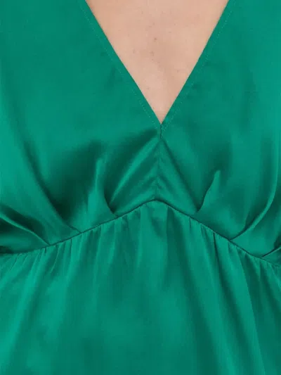 Notes Du Nord V-neck Gathered Blouse In Green