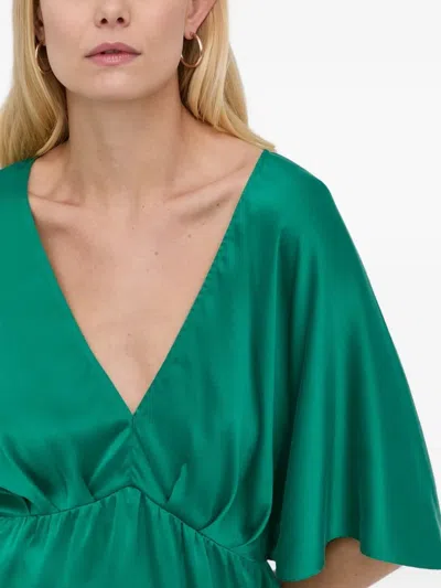 Notes Du Nord V-neck Gathered Blouse In Green