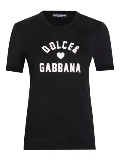 Dolce & Gabbana Black Cotton Logo T-shirt In Black