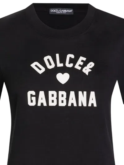 Dolce & Gabbana Black Cotton Logo T-shirt In Black