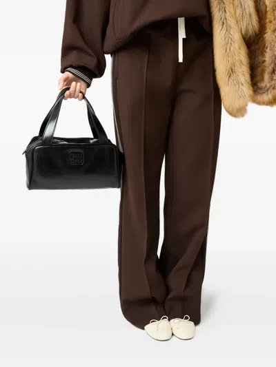 Miu Miu Rectangular Leather Shoulder Bag With Double Handles In Black