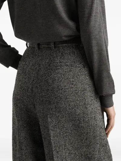 Dolce & Gabbana Wool Blend Trousers With Dotted Print In Black