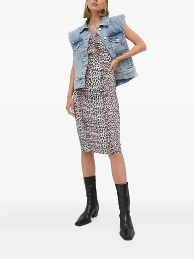 Notes Du Nord Leopard-print Midi Dress In White