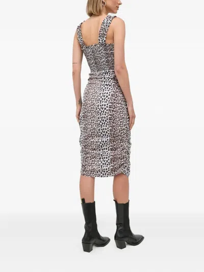 Notes Du Nord Leopard-print Midi Dress In White