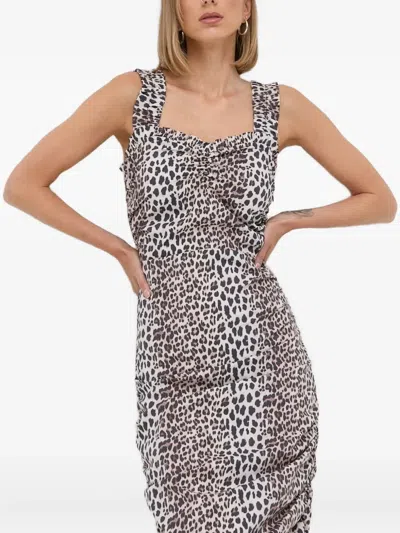 Notes Du Nord Leopard-print Midi Dress In White