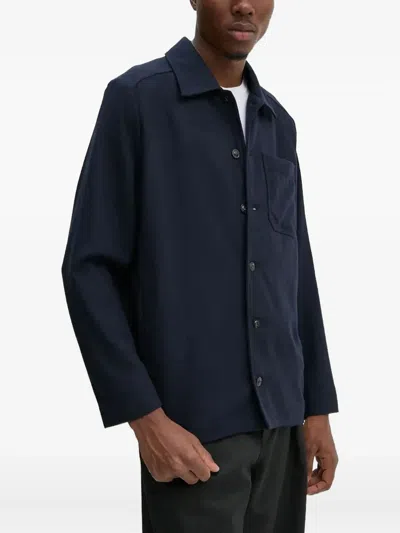 Apc Button-fastening Patch-pocket Jacket In Blue