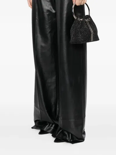 Jimmy Choo Bon Bon Circular-handle Tassel Bucket Bag In Black