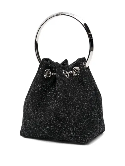 Jimmy Choo Bon Bon Circular-handle Tassel Bucket Bag In Black