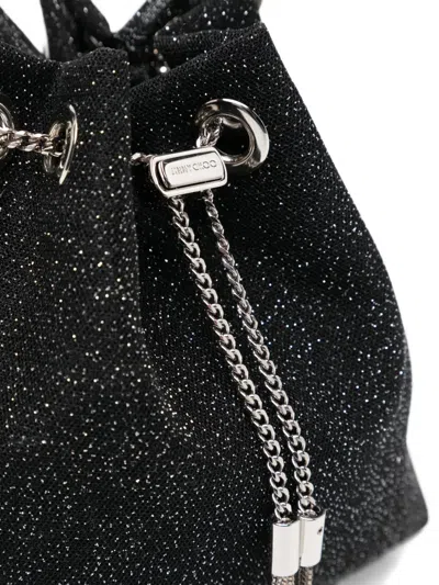Jimmy Choo Bon Bon Circular-handle Tassel Bucket Bag In Black