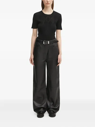 Kenzo Ribbed-knit Diamond-pattern Top In Black