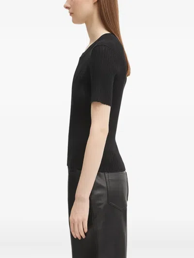 Kenzo Ribbed-knit Diamond-pattern Top In Black