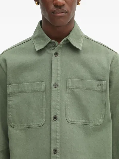 Apc A.p.c. Leon Organic Cotton Jacket In Green