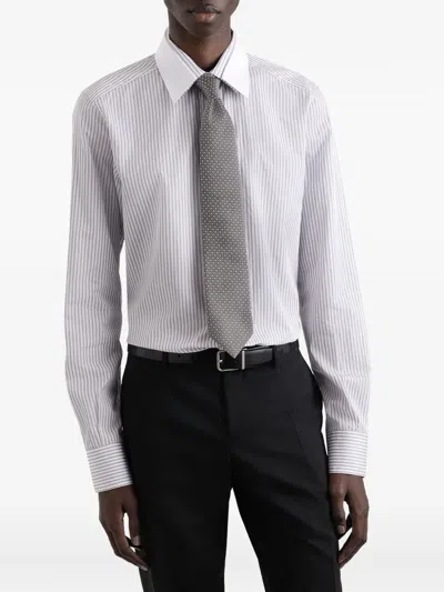 Dolce & Gabbana Micro-design Jacquard Tie In Gray