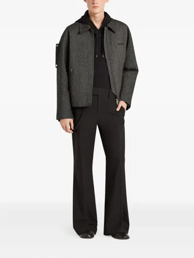 Courrèges Textured Zip-up Jacket In Gray