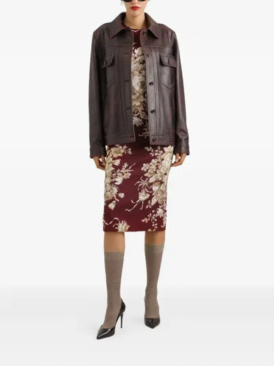 Dolce & Gabbana I Live In A Sheath Dress Made Of Silk Charmeuse. In Multi