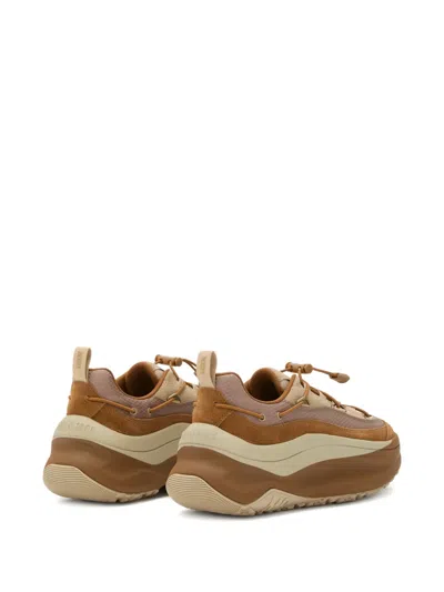 Moon Boot Logo Sneakers With Chunky Sole And Mesh In Brown