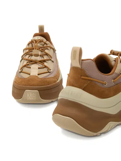 Moon Boot Logo Sneakers With Chunky Sole And Mesh In Brown