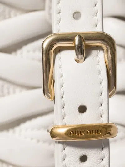 Miu Miu Mini Wander Matelassé Tote Bag In White