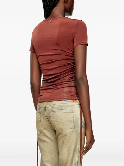 Diesel T-rey Drawstring-gathered T-shirt In Brown