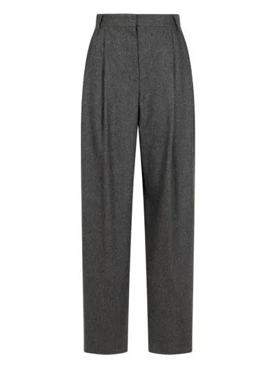 Emporio Armani Trousers Checked Wool Pleated Front In Gray