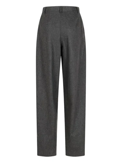 Emporio Armani Trousers Checked Wool Pleated Front In Gray