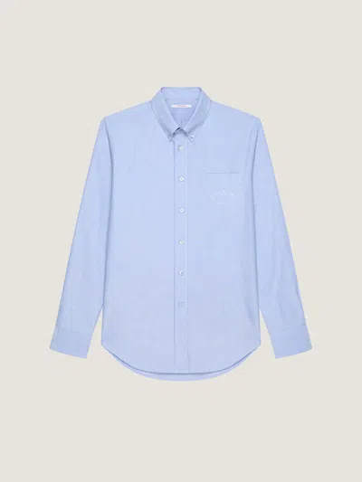 Givenchy Button-down Shirt With Pointed Collar And Embroidered Detail In Blue