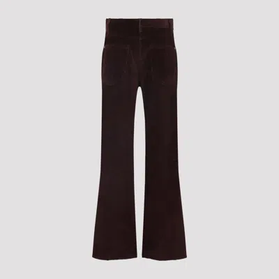 Brunello Cucinelli High-waisted Dark Red Corduroy Pants With Textured Rib Pattern In Burgundy