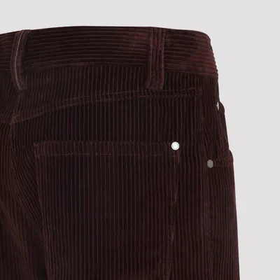 Brunello Cucinelli High-waisted Dark Red Corduroy Pants With Textured Rib Pattern In Burgundy