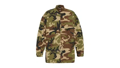 Pre-owned Fear Of God Men's  Essentials Nylon Mockneck Anorak Jacket In Woodland Camo In Multi