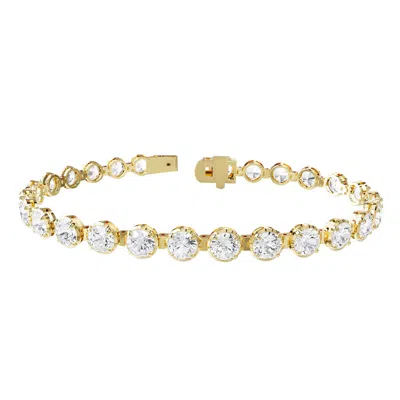 Diamond2deal 18k Vermeil Plated Silver 10.5 Ct Round Lab Grown Diamond Tennis Bracelet 7" Vvs-vs In Gold