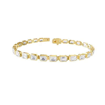 Diamond2deal 18k Vermeil Plated Silver 10 Ct Radiant Cut Lab Grown Diamond Fancy Tennis Bracelet 7"  In Yellow