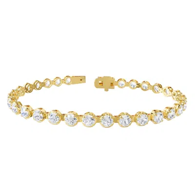 Diamond2deal 18k Vermeil Plated Silver 10.5 Ct Round Lab Grown Diamond Tennis Bracelet 7" Vvs-vs In Gold