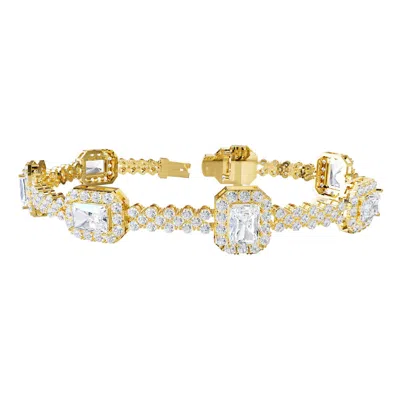 Diamond2deal 18k Vermeil Plated Silver 12.8 Ct Lab Grown Diamond Fancy Link Bracelet 7" Vvs-vs In Yellow