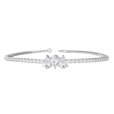 Diamond2deal 14k White Gold 2.7 Pear Shape Lab Grown Diamond Tennis Bracelet 7" Vvs-vs In Metallic