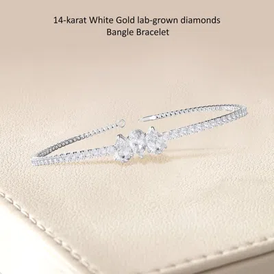 Diamond2deal 14k White Gold 2.7 Pear Shape Lab Grown Diamond Tennis Bracelet 7" Vvs-vs In Metallic