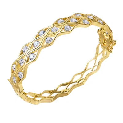 Diamond2deal 14k Yellow Gold 4.50 Carat Round Lab Grown Diamond Bangle Bracelet 7" Vvs-vs In Yellow