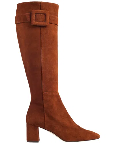 Lk Bennett Womens Carlotta Block-heel Suede Knee-high Boots Tan-ta In Brown