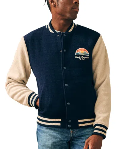 Faherty Wool-blend Varsity Jacket In Blue
